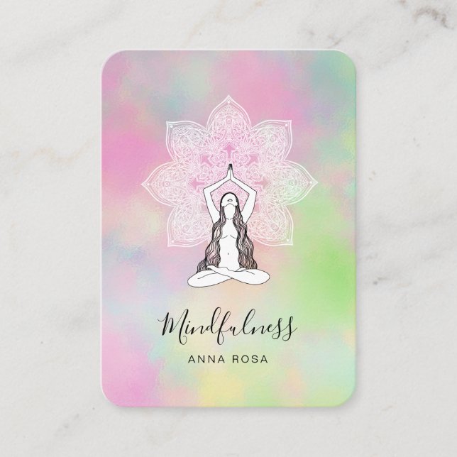*~* Yoga Meditation Mindfulness QR Mandala Goddess Visitenkarte (Vorderseite)