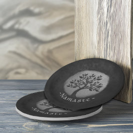 Yoga Meditation Reiki Instructor Black Silver Tree Pappteller