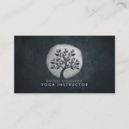 Yoga Meditation Reiki Instructor Black Silver Tree Visitenkarte