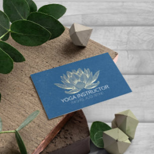 YOGA Meditation Reiki Instructor Blue & Gold Lotus Visitenkarte