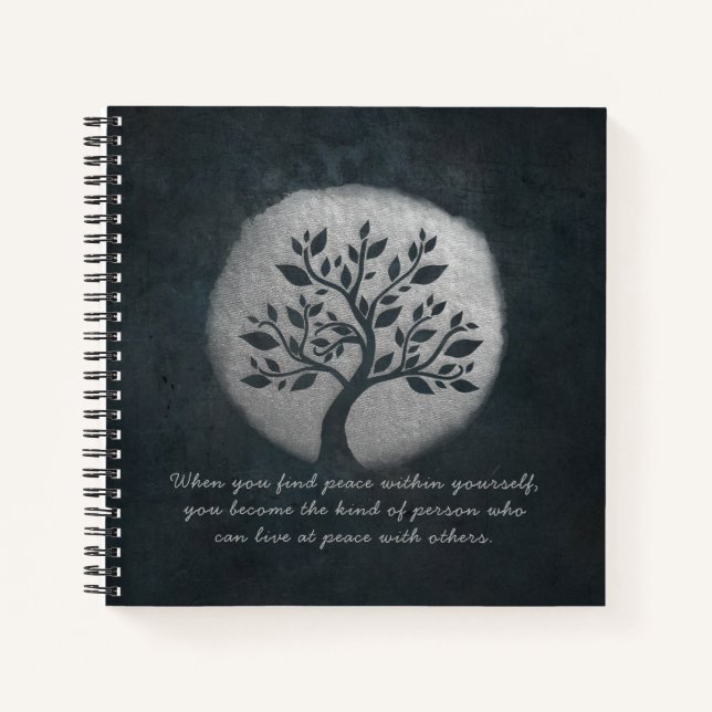 Yoga Meditation Reiki Instructor Silver Tree Zitat Notizbuch (Vorderseite)