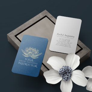YOGA Meditation Reiki Trainer Blau & Goldener Lotu Visitenkarte