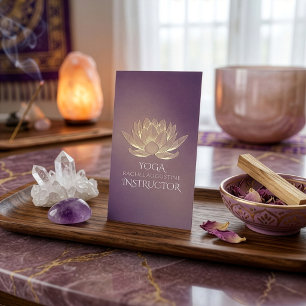 YOGA Meditation Reiki Trainer Violett Gold Lotus Visitenkarte