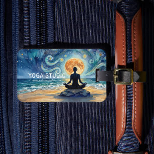 Yoga-Meditation Sternenhimmel Mond Ozean Strand Gepäckanhänger