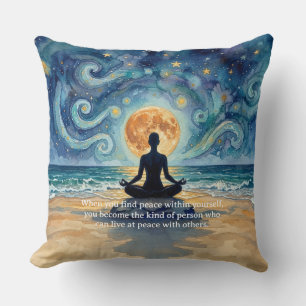 Yoga-Meditation Sternenhimmel Mond Ozean Strand Kissen