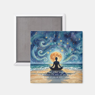 Yoga-Meditation Sternenhimmel Mond Ozean Strand Magnet