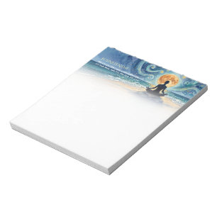 Yoga-Meditation Sternenhimmel Mond Ozean Strand Notizblock