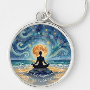 Yoga-Meditation Sternenhimmel Mond Ozean Strand Schlüsselanhänger