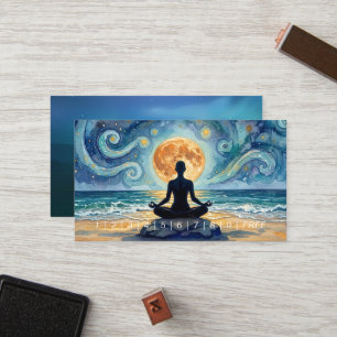 Yoga-Meditation Sternenhimmel Mond Ozean Strand Treuekarte