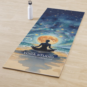Yoga-Meditation Sternenhimmel Mond Ozean Strand Yogamatte