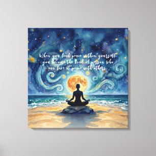 Yoga-Meditation Sternenhimmel Mond Ozean Zitate Leinwanddruck