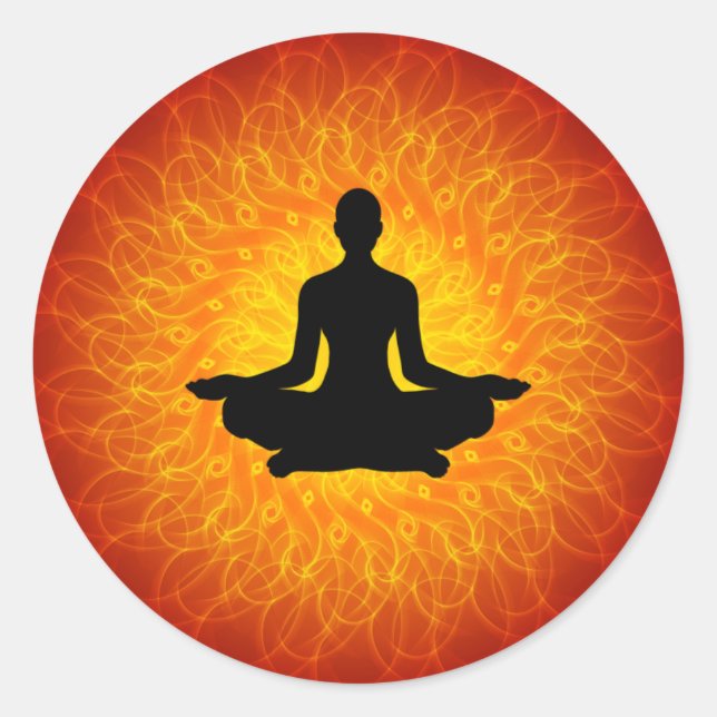 Yoga - Meditation über Mandala Runder Aufkleber (Vorderseite)