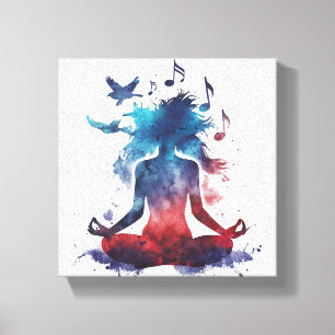Yoga-Meditations-Wandkunst - Wasserfarbe Zen Yoga- Leinwanddruck