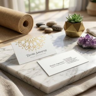 YOGA-Meditationslehrer Chic Weiß Gold Mandala Visitenkarte