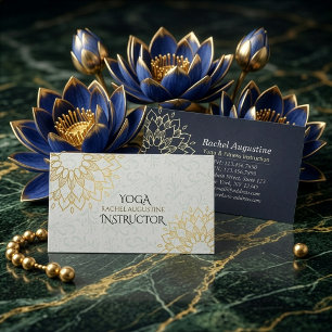 Yoga-Meditationslehrer Gold Florales Mandala Visitenkarte