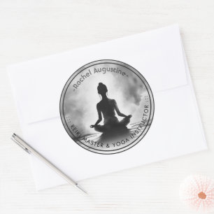 Yoga-Meditationslehrer Lotus-Pose Tintenmalerei Runder Aufkleber