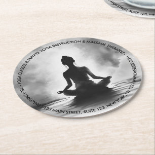 Yoga-Meditationslehrer Lotus-Pose Tintenmalerei Runder Pappuntersetzer
