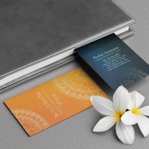 Yoga-Meditationslehrer Modern Orange Gold Mandala Visitenkarte