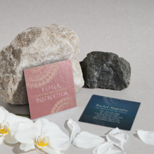 Yoga-Meditationslehrer Pink Goldfolie Mandala Quadratische Visitenkarte