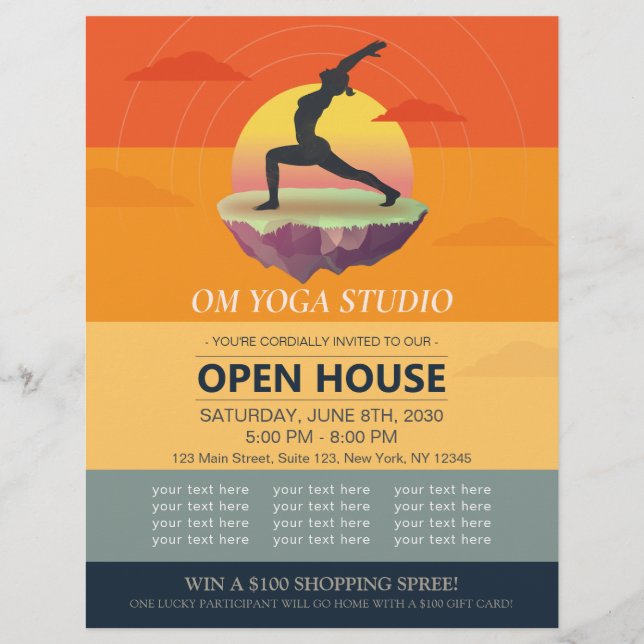 Yoga-Meditationspose Sonne Fliegende Insel Open Ho Flyer (Vorne)