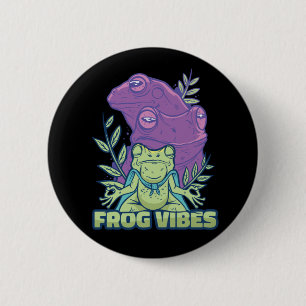 Yoga meditierender Frosch Button