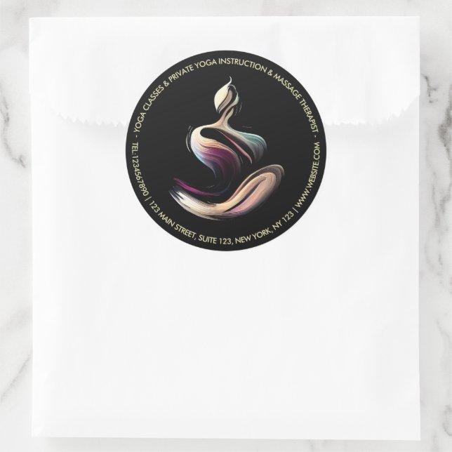 Yoga Medizin Instruktor Lotus Pose Pinselstrich Runder Aufkleber (Tasche)