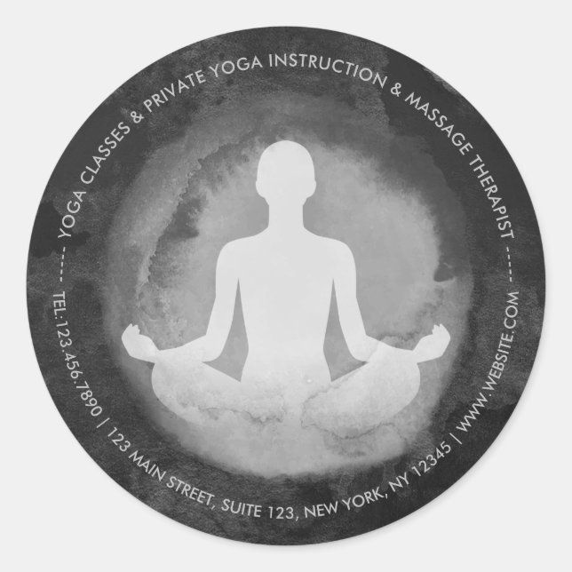 Yoga Medizin Instruktor Sukhasana Pose Zen Sign Runder Aufkleber (Vorderseite)