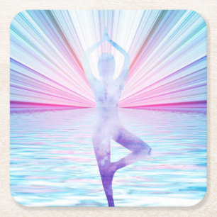 Yoga Medizin Zen Pastellfarbe Rechteckiger Pappuntersetzer