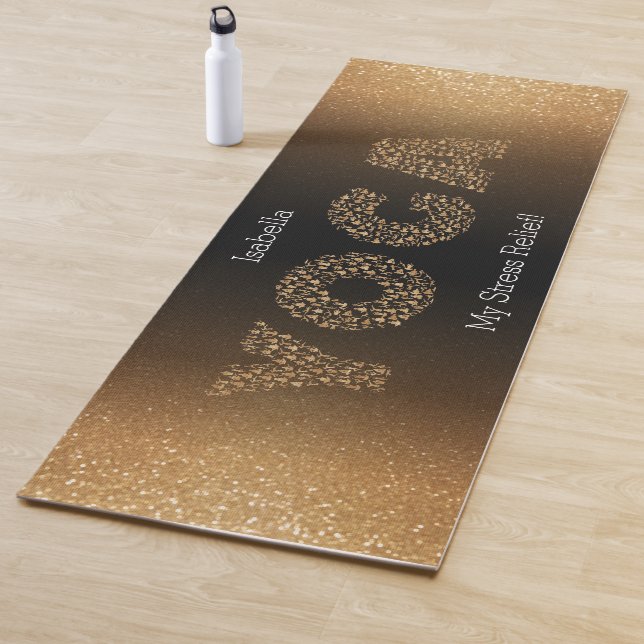 Yoga, mein Stress Relief! - Gold-Glitzer Yogamatte (Beispiel)