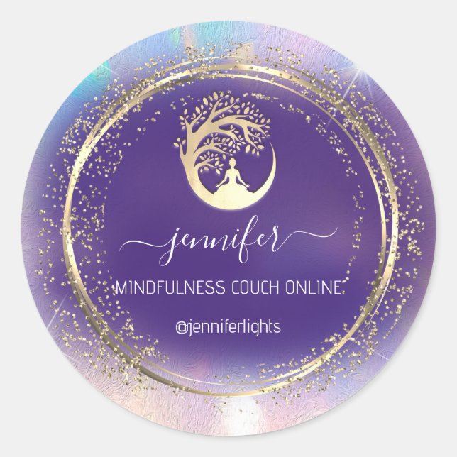 Yoga Mindfulness Runder Aufkleber (Vorderseite)