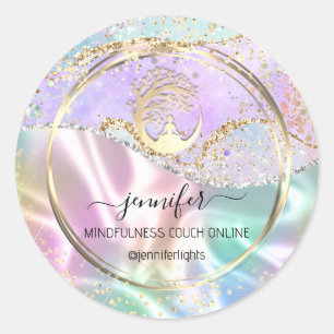 Yoga Mindfulness Therapeut Couch Gold Holographic Runder Aufkleber