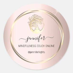 Yoga Mindfulness Therapeut Couch Rose Gold Runder Aufkleber