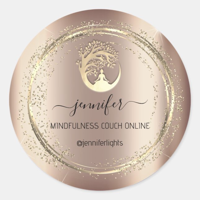 Yoga Mindfulness Therapeut Couch Rose Gold Runder Aufkleber (Vorderseite)