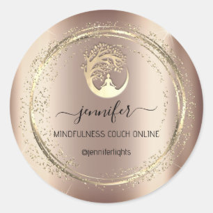 Yoga Mindfulness Therapeut Couch Rose Gold Runder Aufkleber