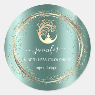 Yoga Mindfulness Therapist Couch Rose Aquamarin Runder Aufkleber