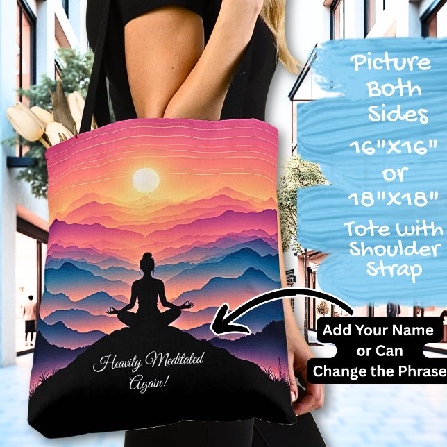 Yoga mit Sunset View - Name oder Text hinzufügen Tasche (Von Creator hochgeladen)