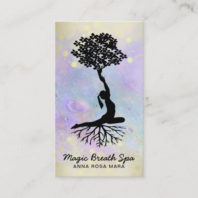 *~* Yoga Moon Frauen Meditation Gold Visitenkarte (Vorderseite)
