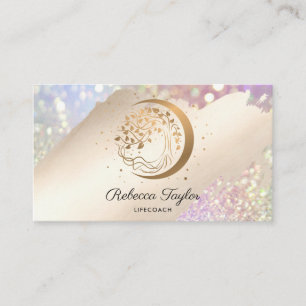 Yoga Moon trendy Life Coach Baum Leben Gold Busi Visitenkarte
