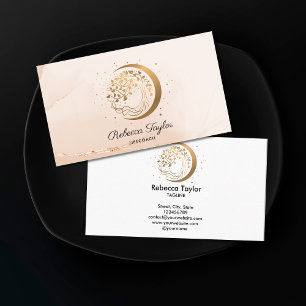 Yoga Moon trendy Life Coach Baum Leben Gold Busi Visitenkarte