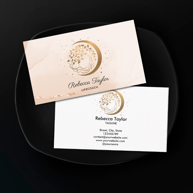 Yoga Moon trendy Life Coach Baum Leben Gold Busi Visitenkarte (Von Creator hochgeladen)