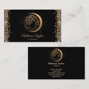 Yoga Moon trendy Life Coach Baum Leben Gold Busi Visitenkarte