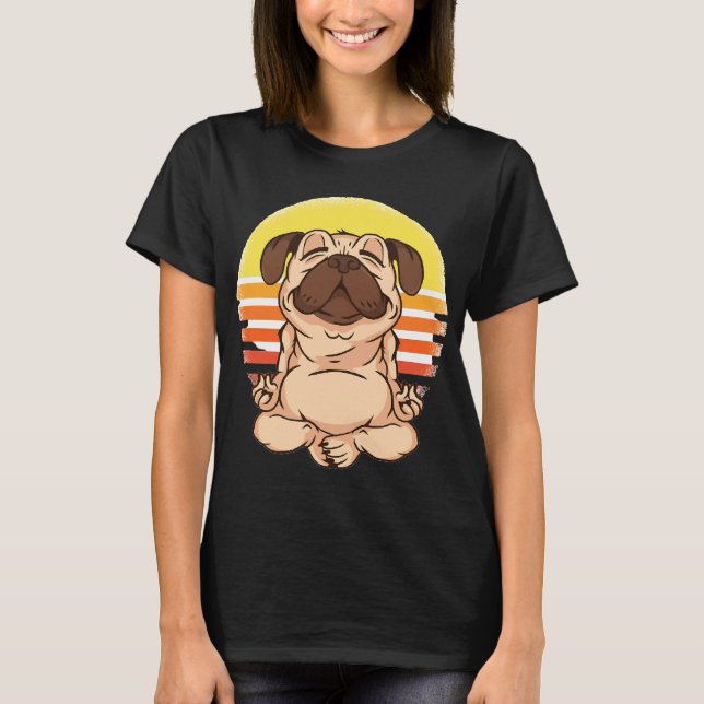 Yoga Mops Dog Mediation T-Shirt (Vorderseite)