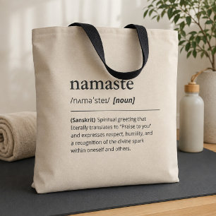 Yoga Namaste Definition Achtsamkeit Modern Beige Tasche