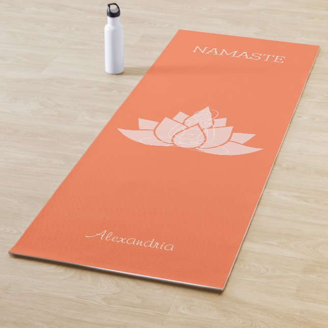 Yoga Namaste Korallenfarbe mit Lotus Girl Pose  Yogamatte (Beispiel)
