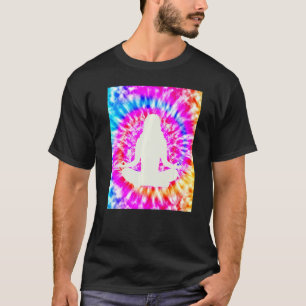 Yoga Namaste Moon Krawatte Die Buddha Pose Blume T-Shirt