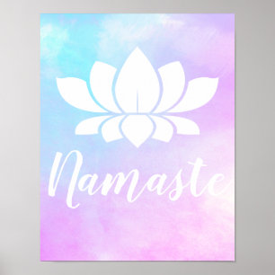 Yoga Namaste White Lotus Blume & Pastelle Poster