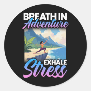 Yoga Namaste Zen Atem In Abenteuer Ausatmen Stress Runder Aufkleber