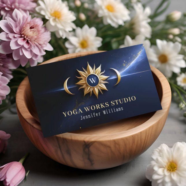 Yoga Navy & Gold Visitenkarte (Von Creator hochgeladen)