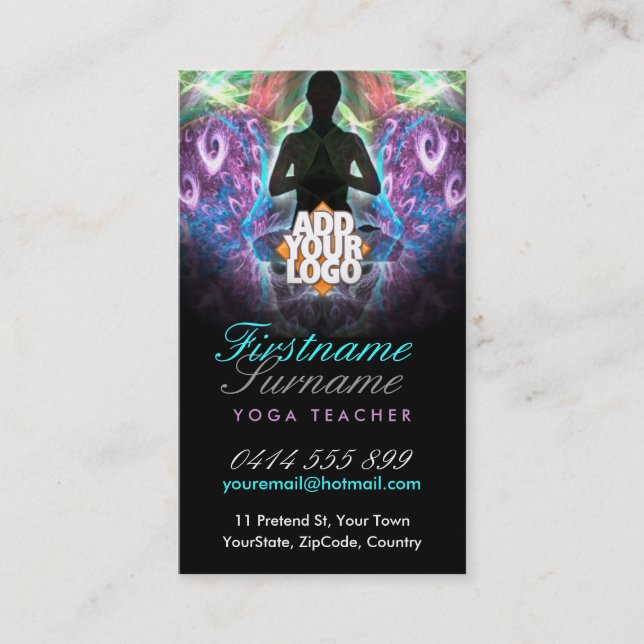 Yoga New Age Teacher School mit Logo Business Card Visitenkarte (Vorderseite)