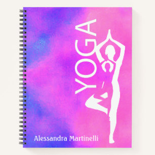 Yoga-Notebook der Pose Tree - Aquarellpinke und Li Notizbuch